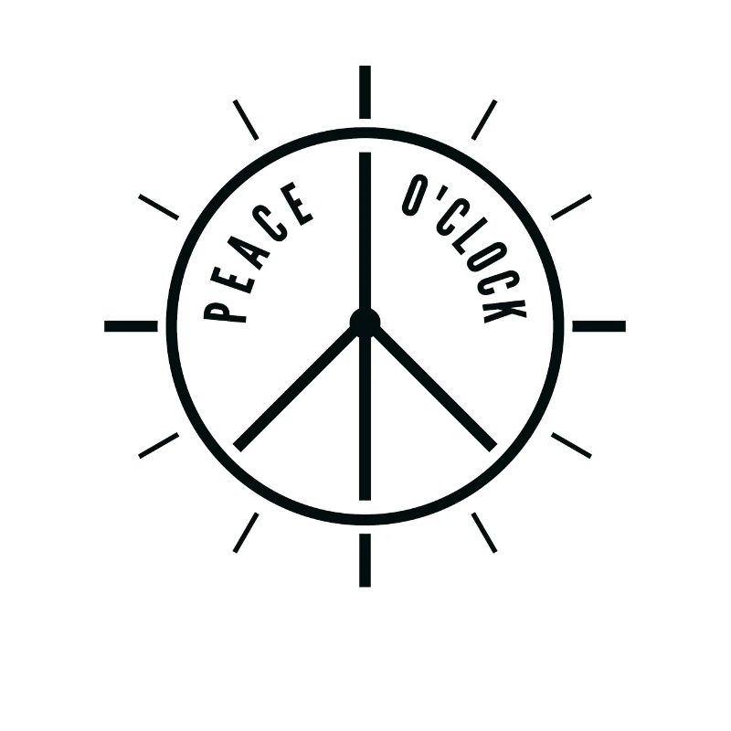Peace Lover Clock Peace Time Optimistic Peace Sign