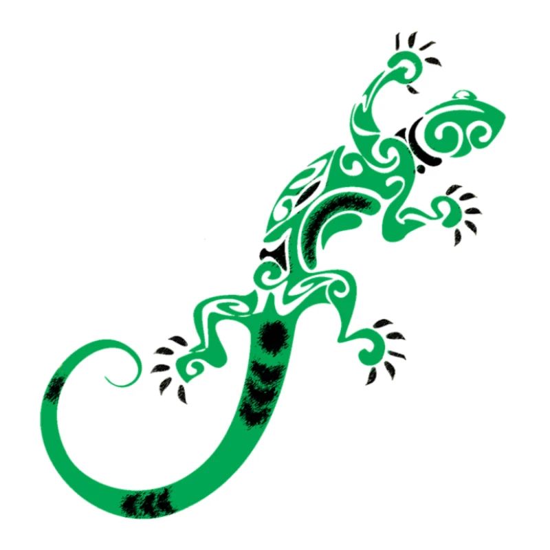Green ornamental gecko pattern