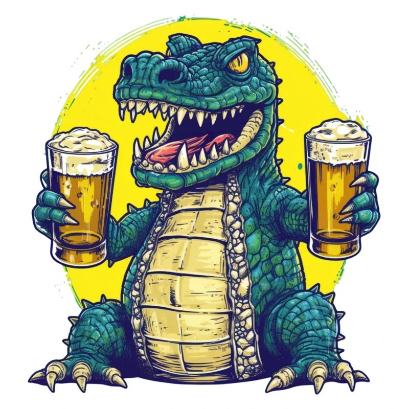 Cool crocodile with beer