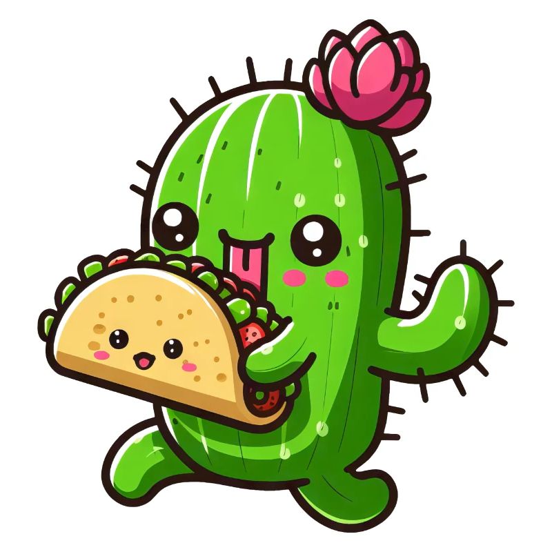 Conception de bande dessinée de tacos de cactus mignon