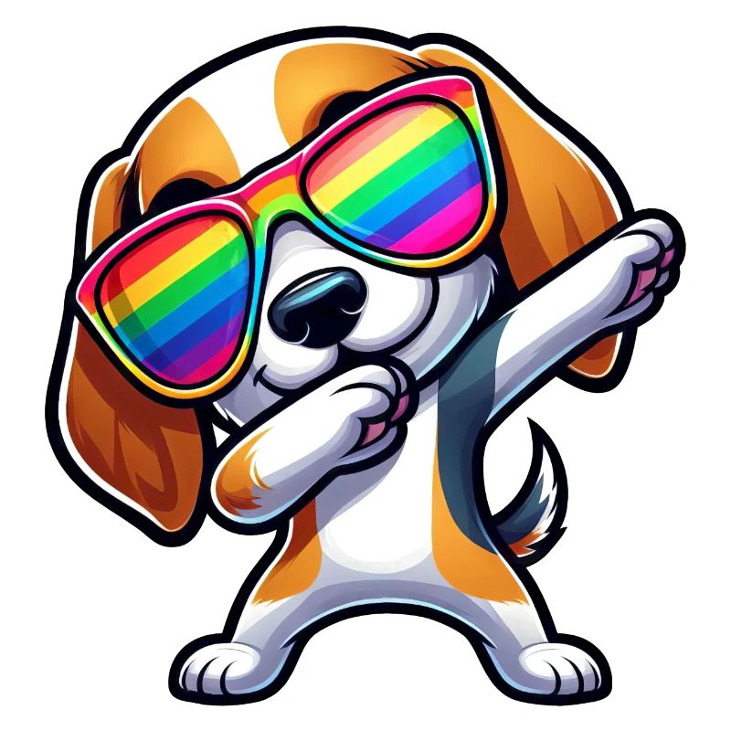 Cool Beagle Dab Sunglasses Rainbow
