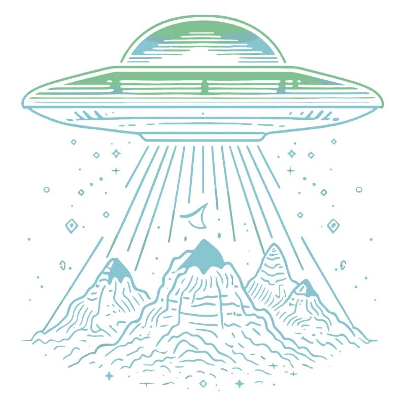 UFO Mountain Abduction - Mysterious Sci-Fi Design