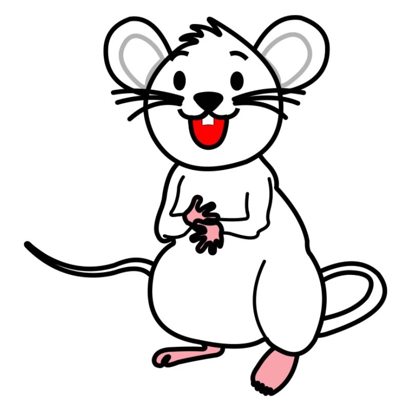 Souris blanche heureuse