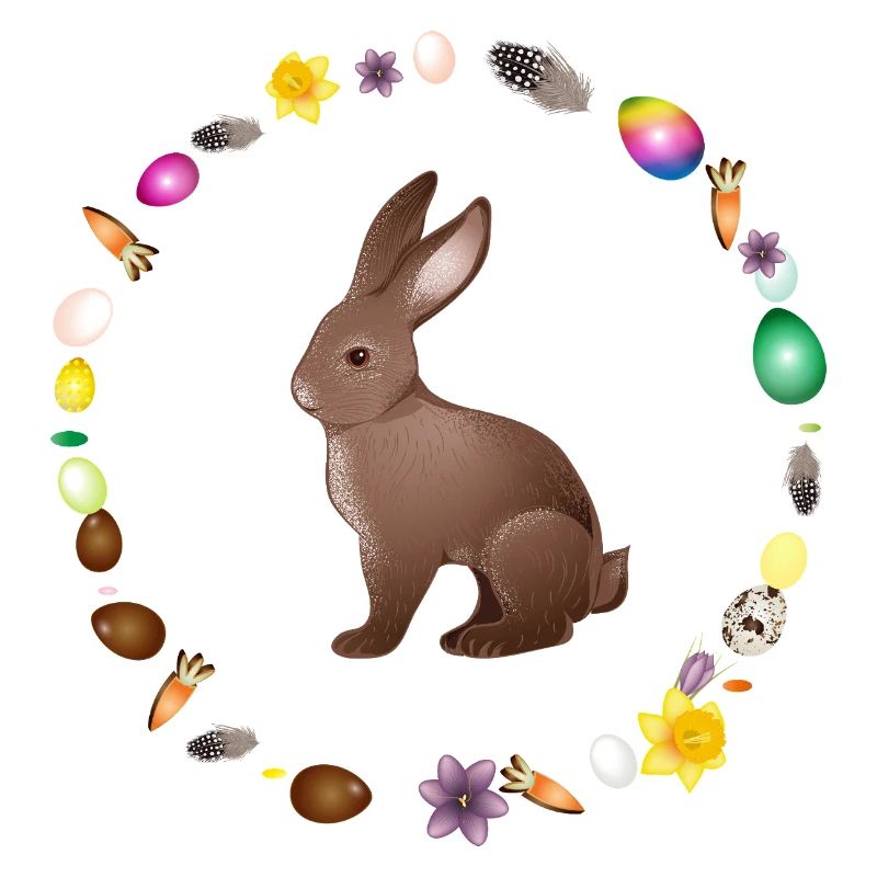 Easter bunny in Easter spring wreath