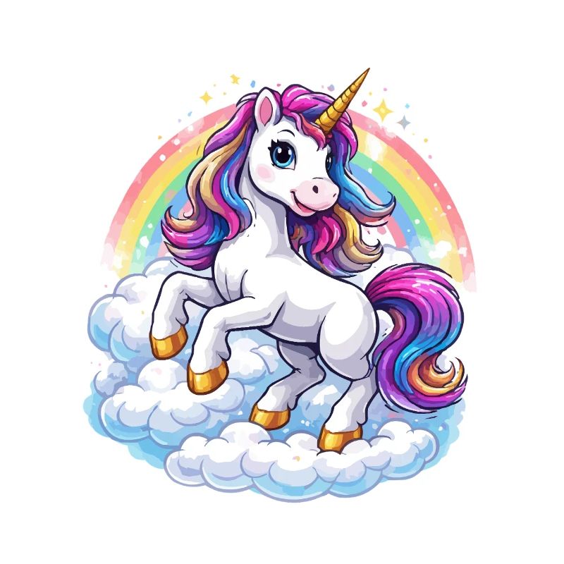 Rainbow Unicorn Over Clouds