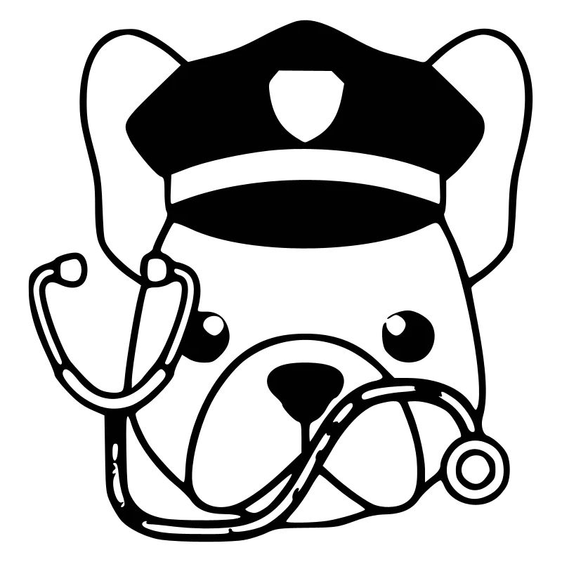 Frenchie Arzt Kopf Outline