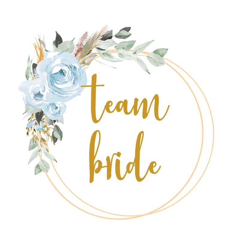 Team Bride! Eukalyptus Blauer Rosen Boho Kranz