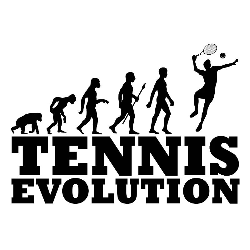 Tennis Evolution Illustration Geschenkidee schwarz