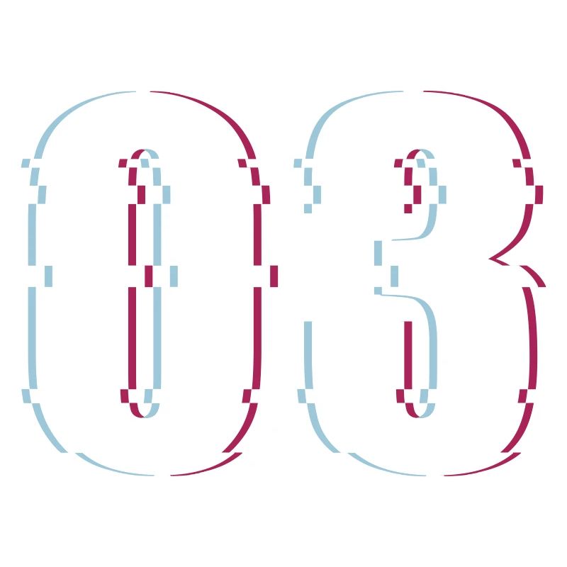 Three 3 Three 03 Number Effect Distorted Number