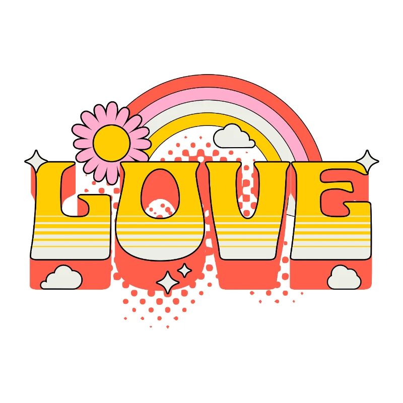 Love Scripture Flower Rainbow Clouds Art