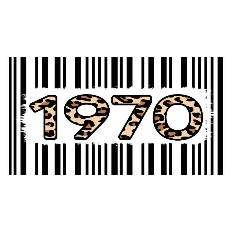 1970 birthday 52 years barcode leopard pattern