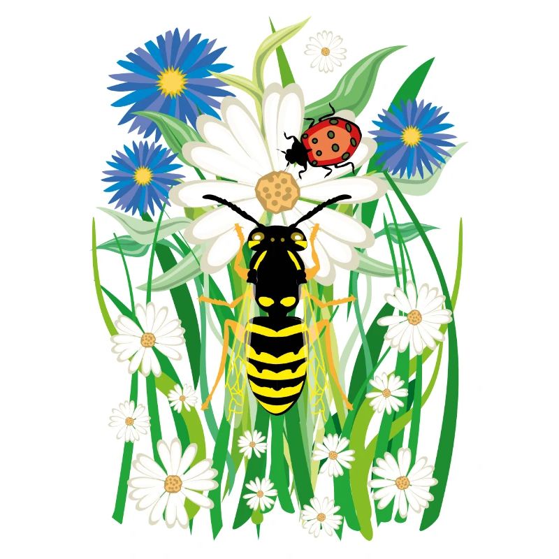 25 flowers bee ladybug meadow