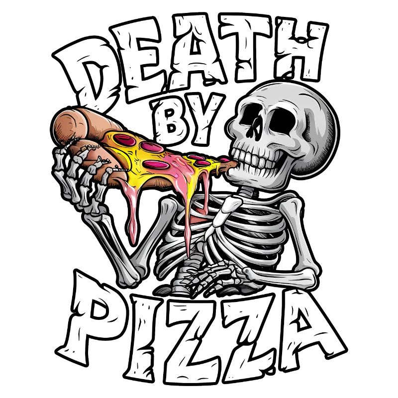 Squelette humoristique mangeant de la pizza Conception graphique