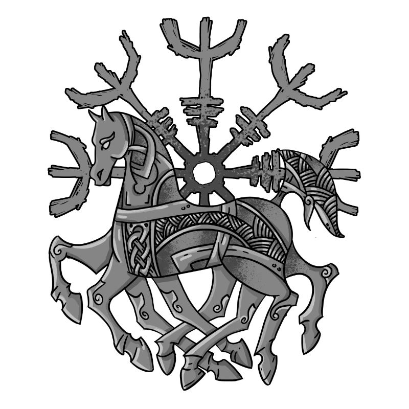 Schutz Rune Helm der Ehefurcht mit Odins Pferd