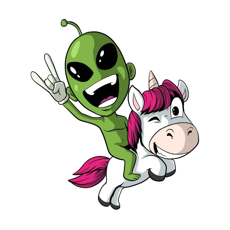 Alien chevauche la licorne