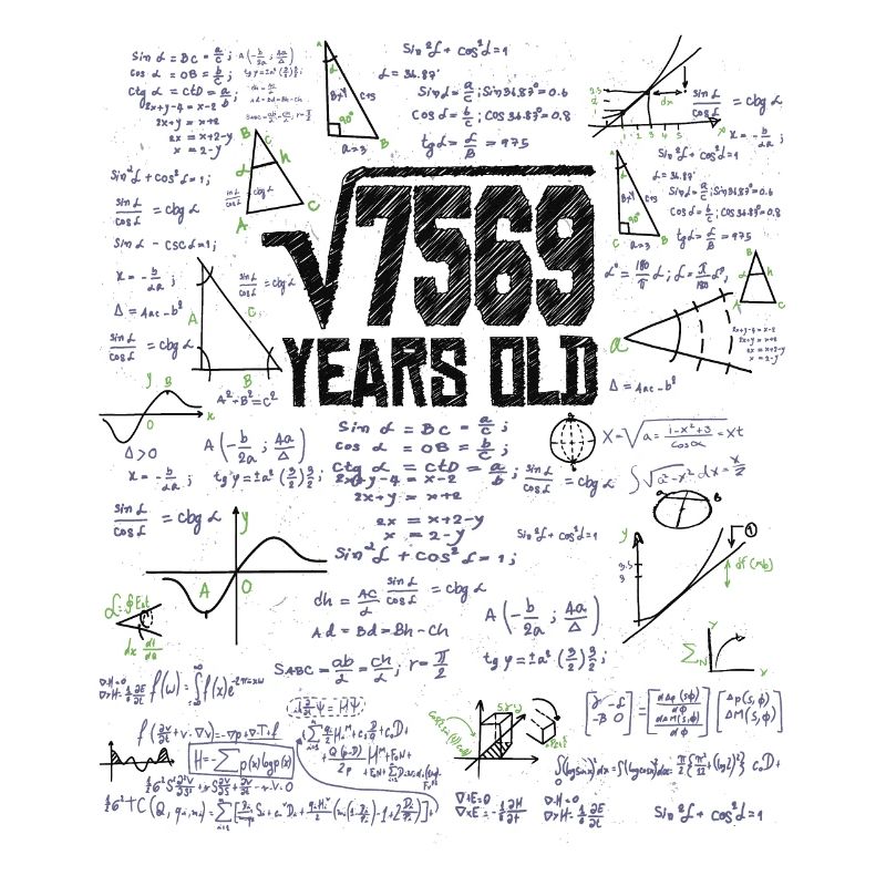 Square Root of 7569 Math Nerd 87th Birthday