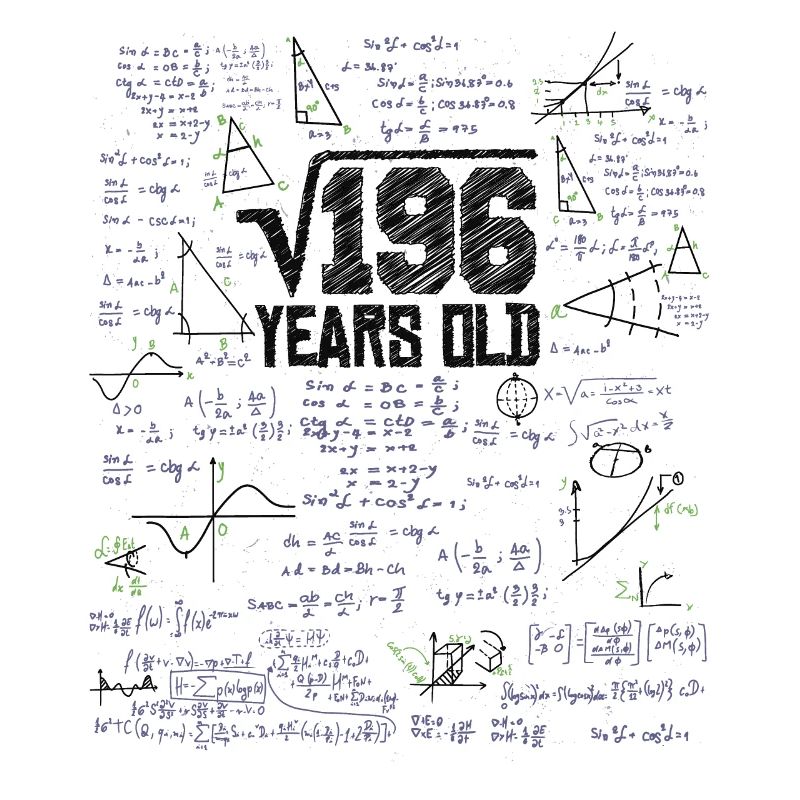 Square Root of 196 Math Nerd 13th Birthday
