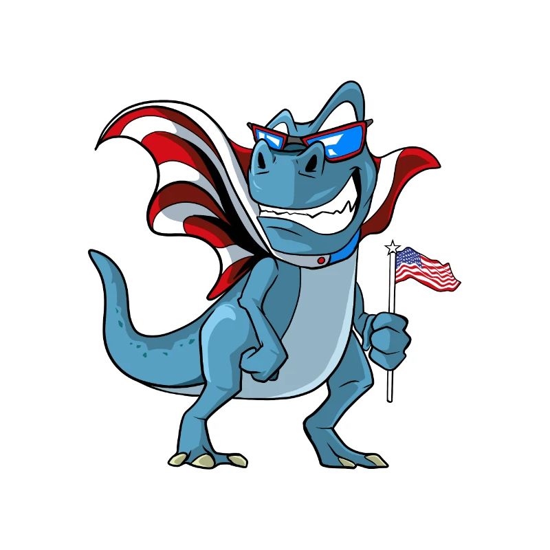 Cute dinosaur U.S. flag