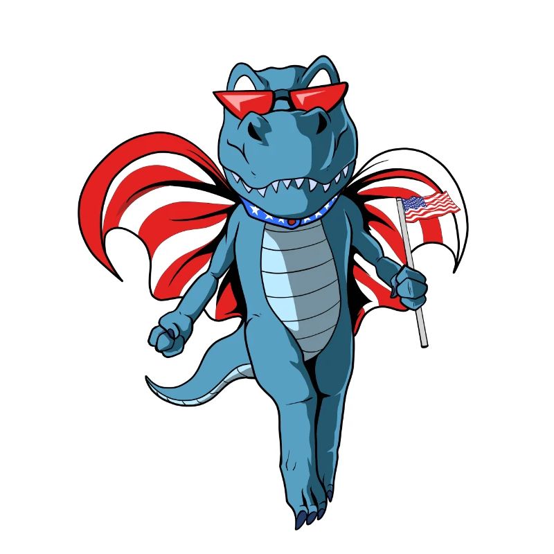 Cute dinosaur U.S. flag
