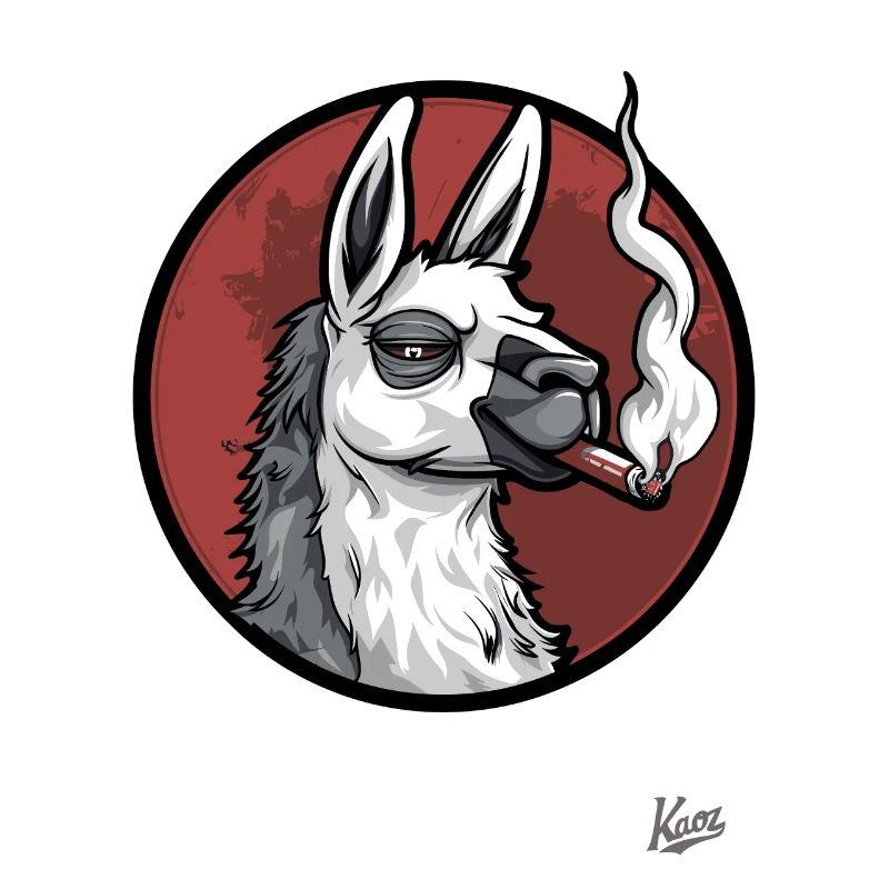 Cool and relaxed, llama smoking a cigar