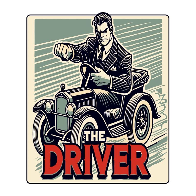 Retro-Cartoon mit Oldtimer Auto: Der Fahrer
