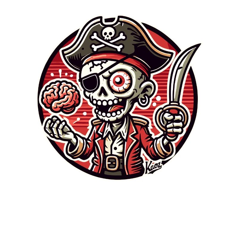 Pirate Skull Man with Brain