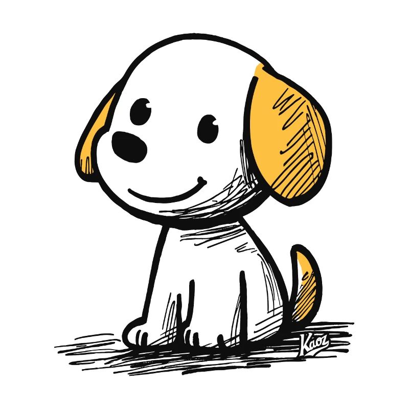 chiot de dessin animé mignon et joyeux