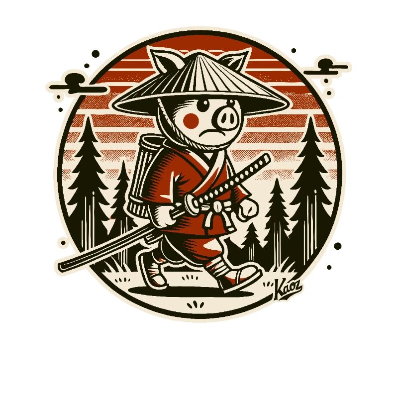 Samurai-Schwein Ronin auf Wanderschaft