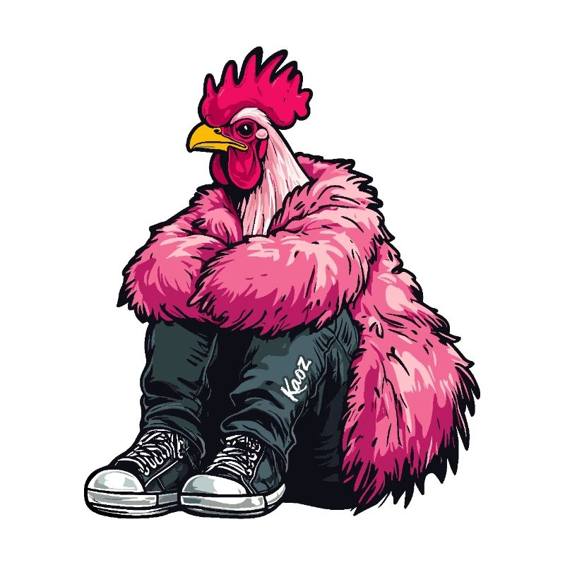 Coq de mode à la mode en plume rose Veste de poulet
