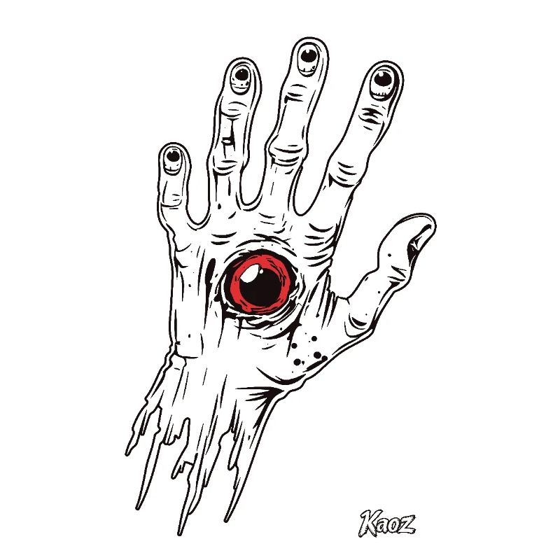 Main de zombie blanc avec œil