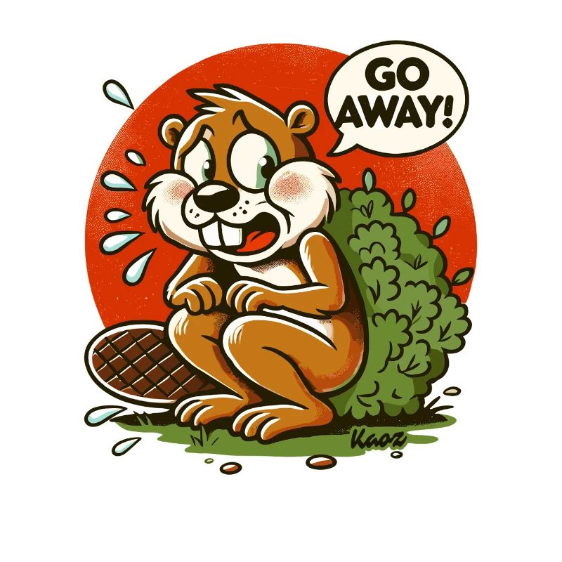 Squirrel takes a break behind bush, Go away!
