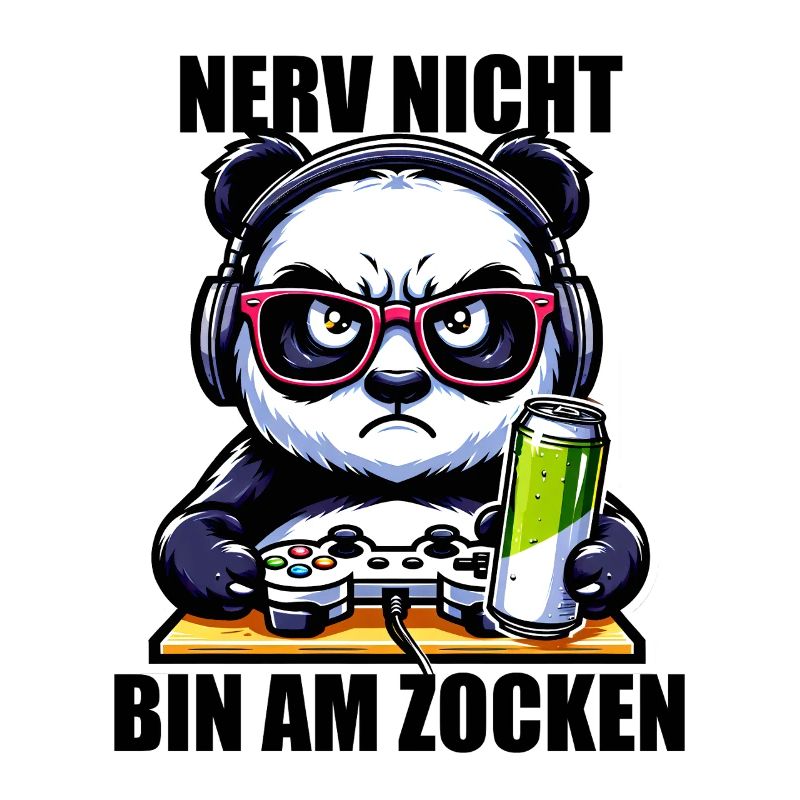 Bin am Zocken Gaming Panda grumpy Lustig