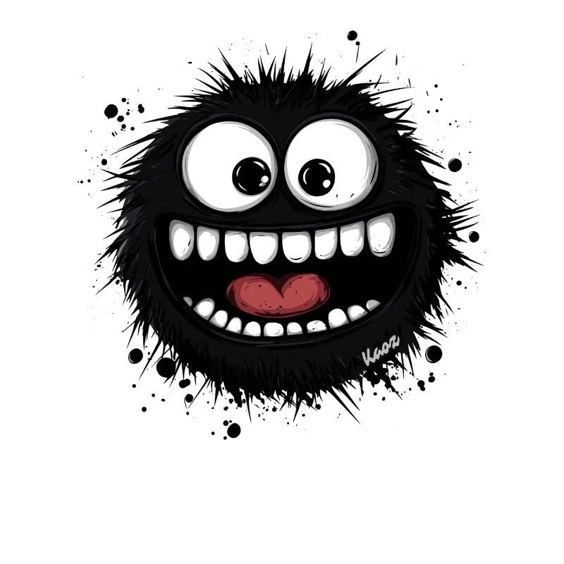 Funny wool monster with big teeth