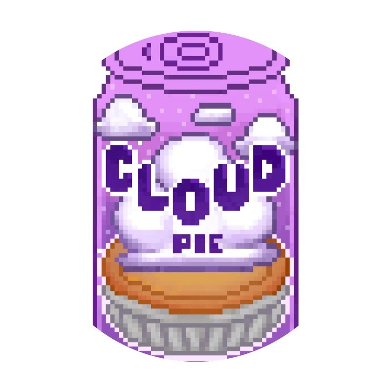Cloud Pie Pixel Art - Conception de canette de soda violette