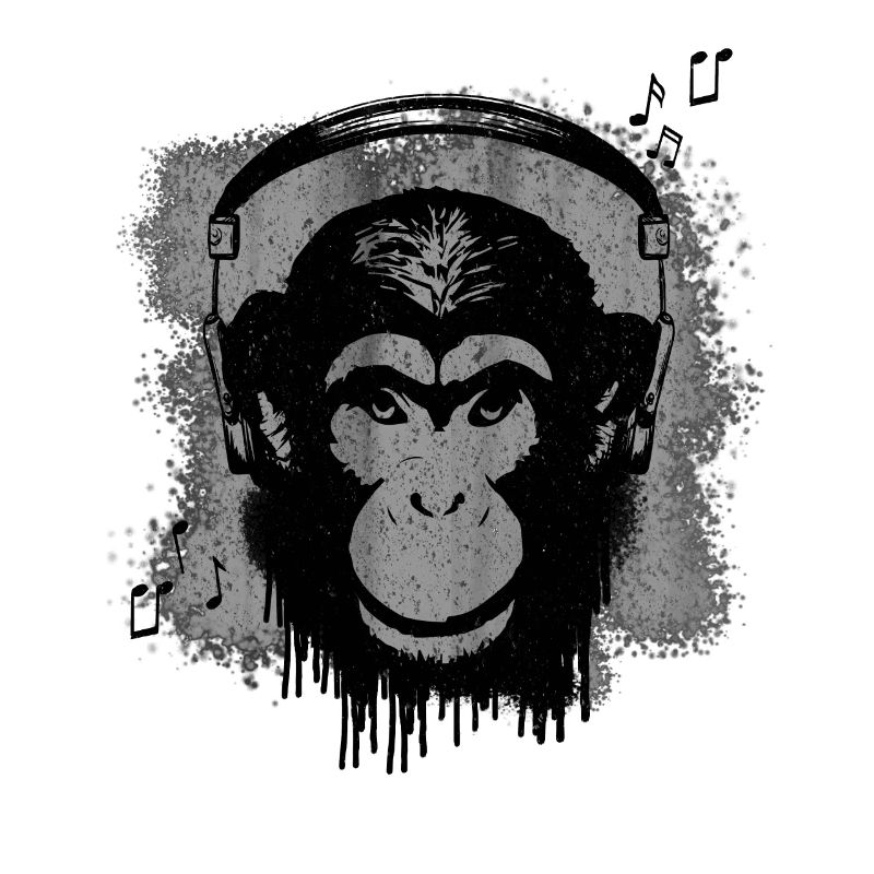 Affe mit Kopfhörer / Musik