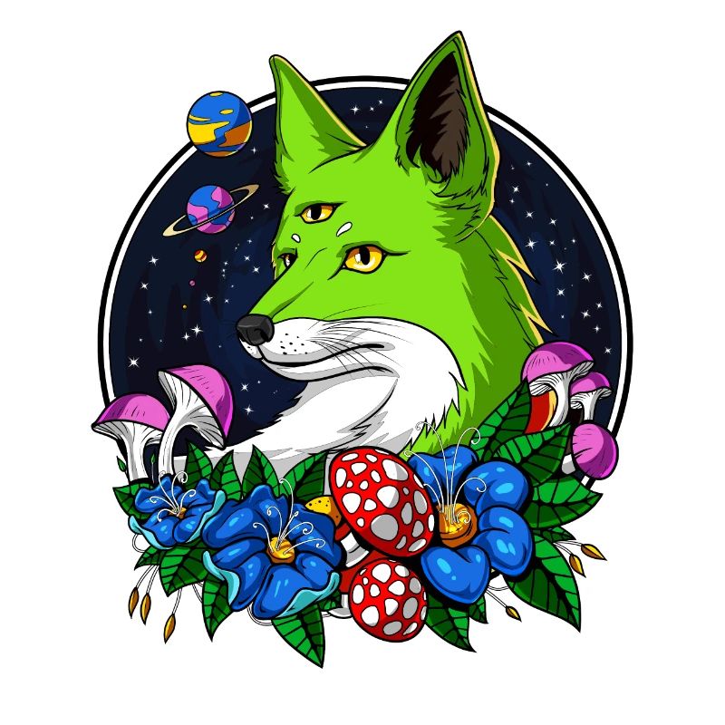 Fox Alien Space UFO Third Eye Animal