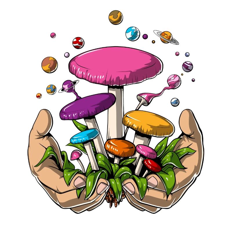 Psychedelic Magic Mushrooms Space Planets Trip