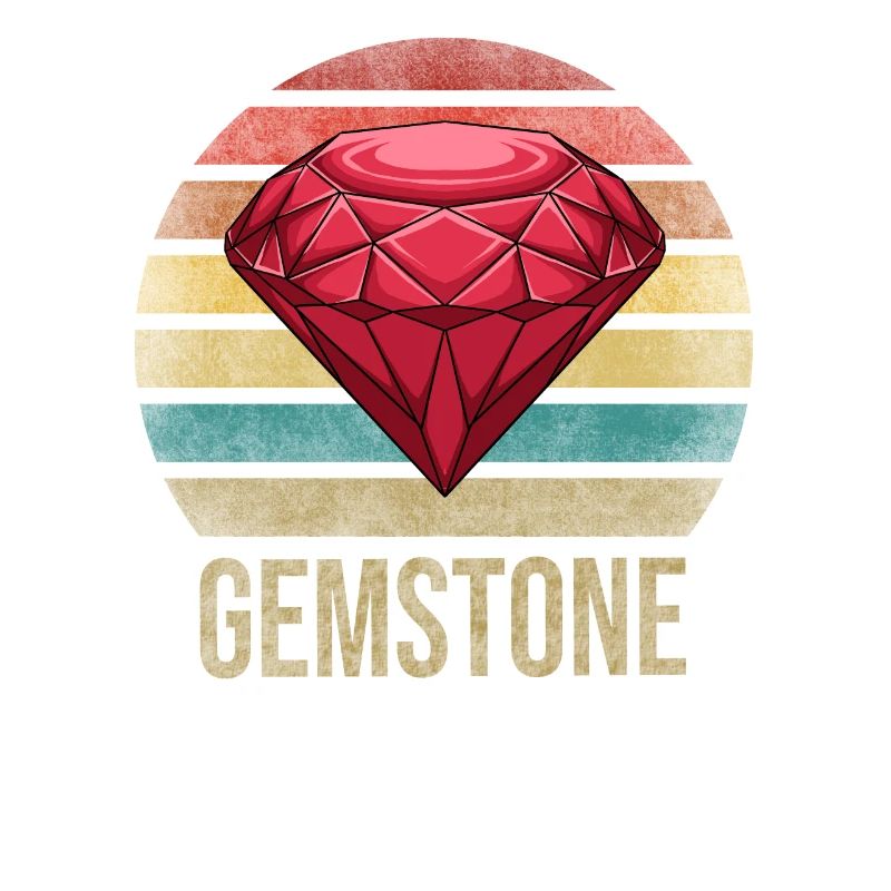 Ruby Gemstone Retro Sunset