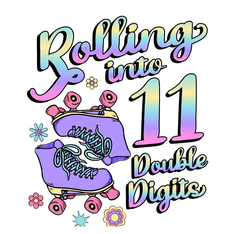 Rolling Into 11 Double Digits Floral Skaters 11.