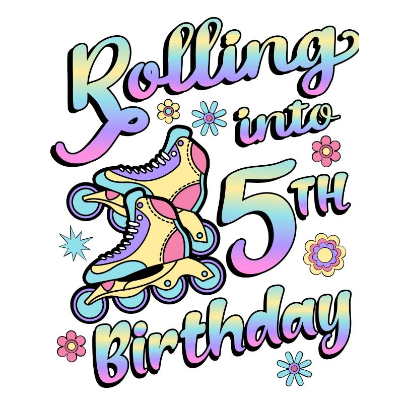 Rolling Into 5th Birthday Roller Skater Inline