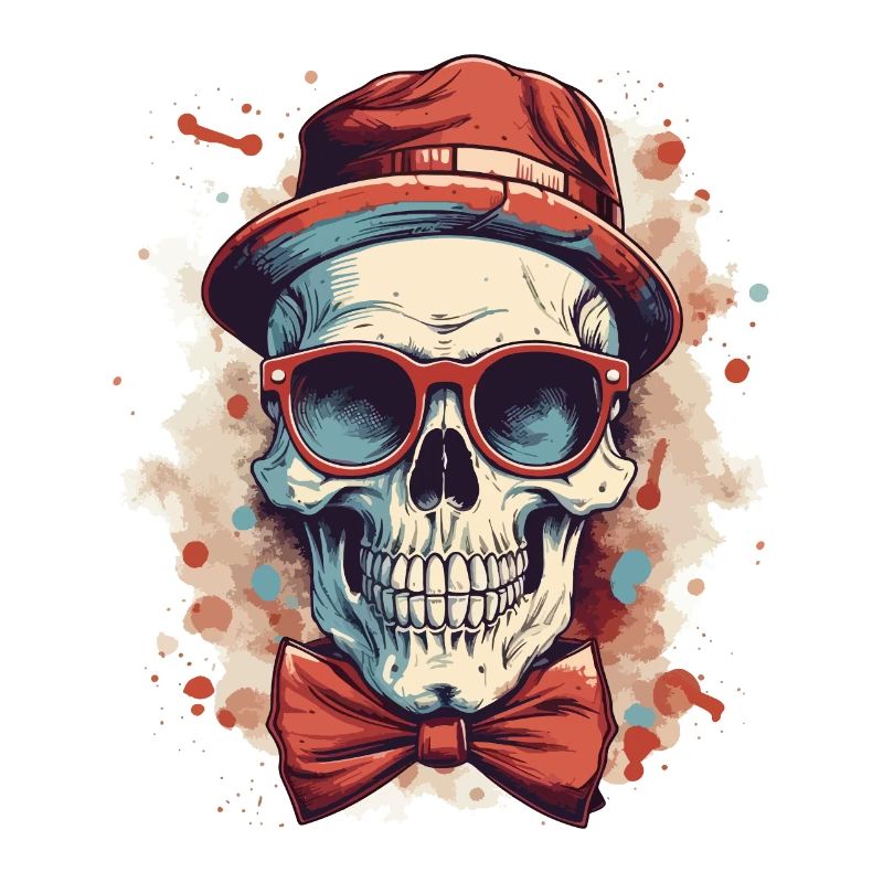 Skull Skull Hat Sunglasses Bow Tie