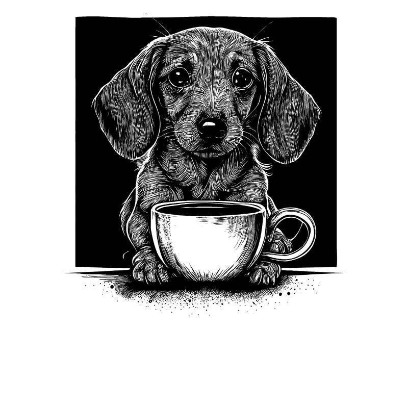 Chiots teckels avec café