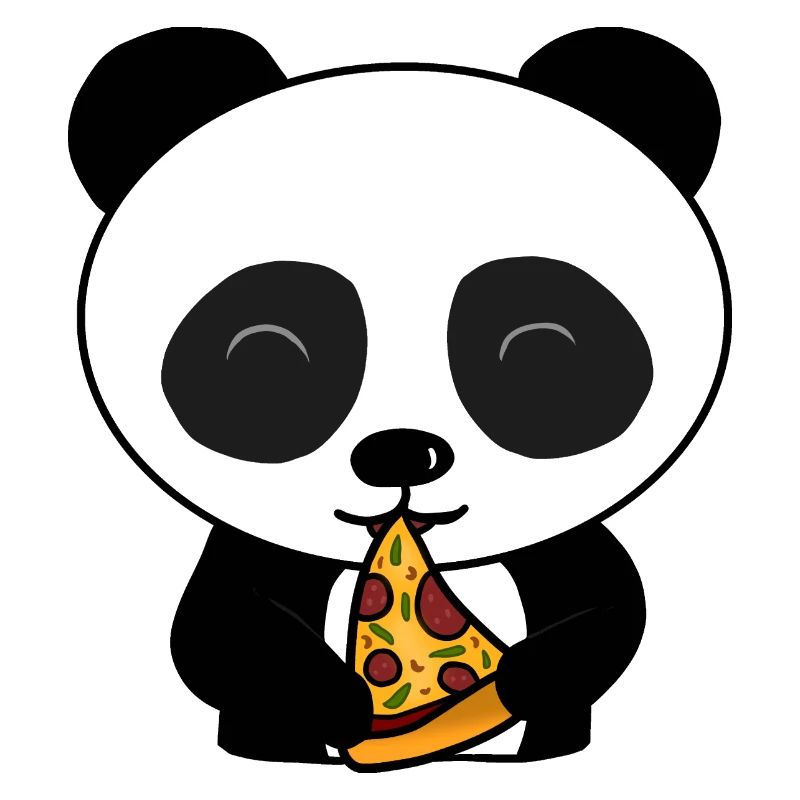 Ours mignon de panda mangeant la pizza