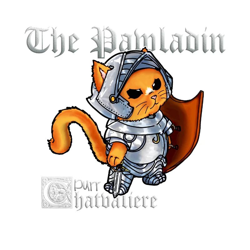 Mignon chat paladin chevalier avec épée