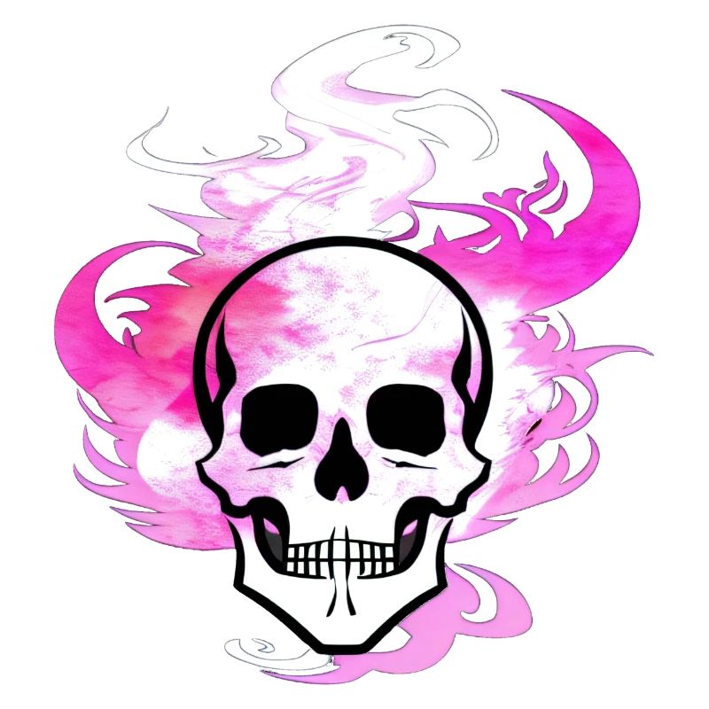 Fire Skull Smoke Pink Skeleton Flames 2
