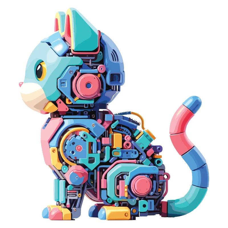 Chat Robot Abstrait Coloré