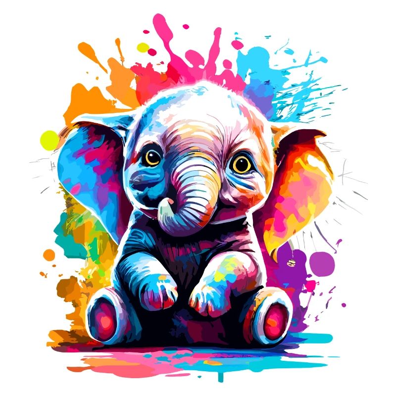 Éléphant Coloré - Bébé Éléphant Coloré