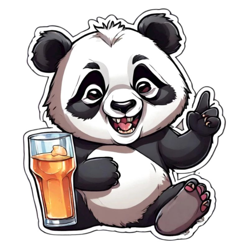 Panda exubérant avec boisson