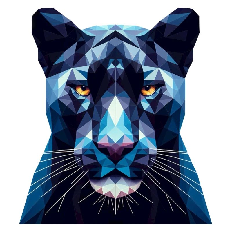 A blue panther in polygon style