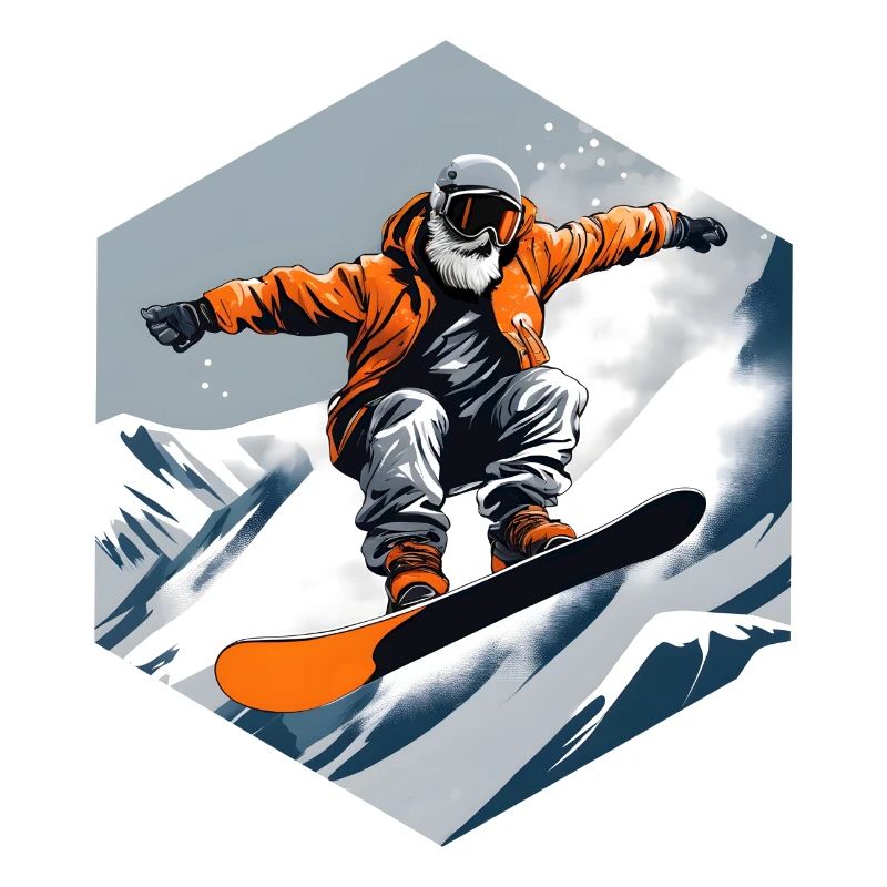 Snowboarder Alter Mann mit Bart
